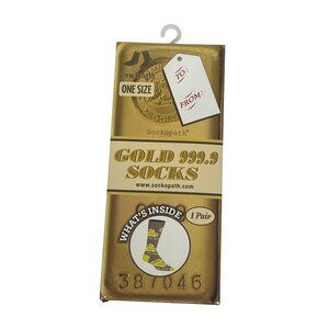 Gold Bar Novelty Crew Socks Funny Gag Gift Sockopath One Size Unisex